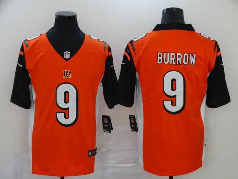 Men's Cincinnati Bengals Joe Burrow #9 Orange Jersey Men's Cincinnati Bengals Joe Burrow #9 Orange Jersey